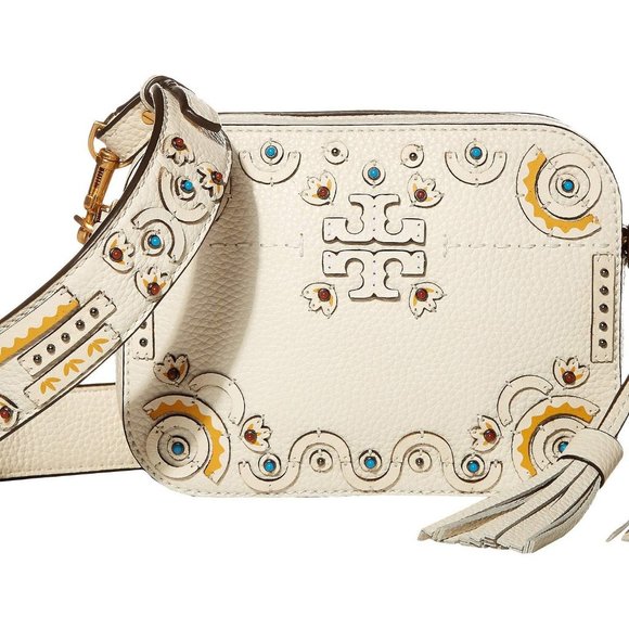 Tory Burch Handbags - Tory Burch McGraw Embellished Camera Bag in Ivory